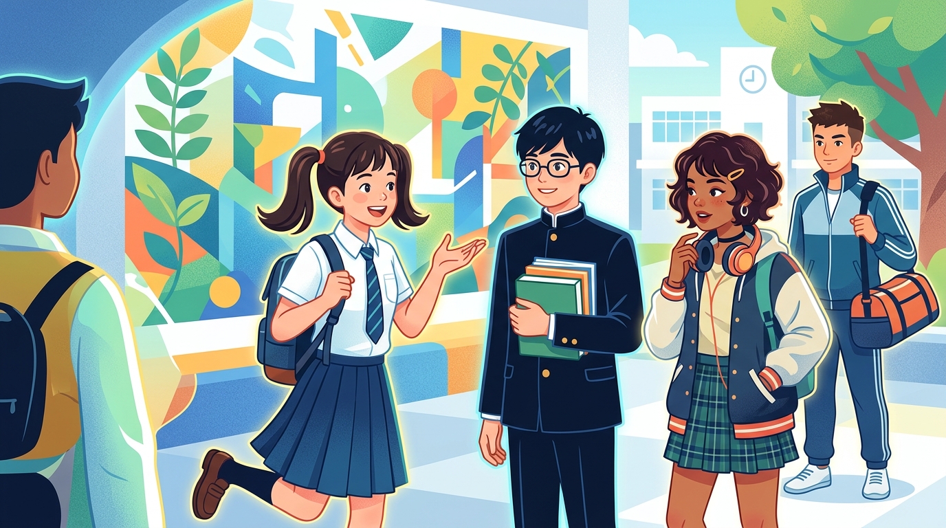 さまざまなタイプの中学生のイラスト
