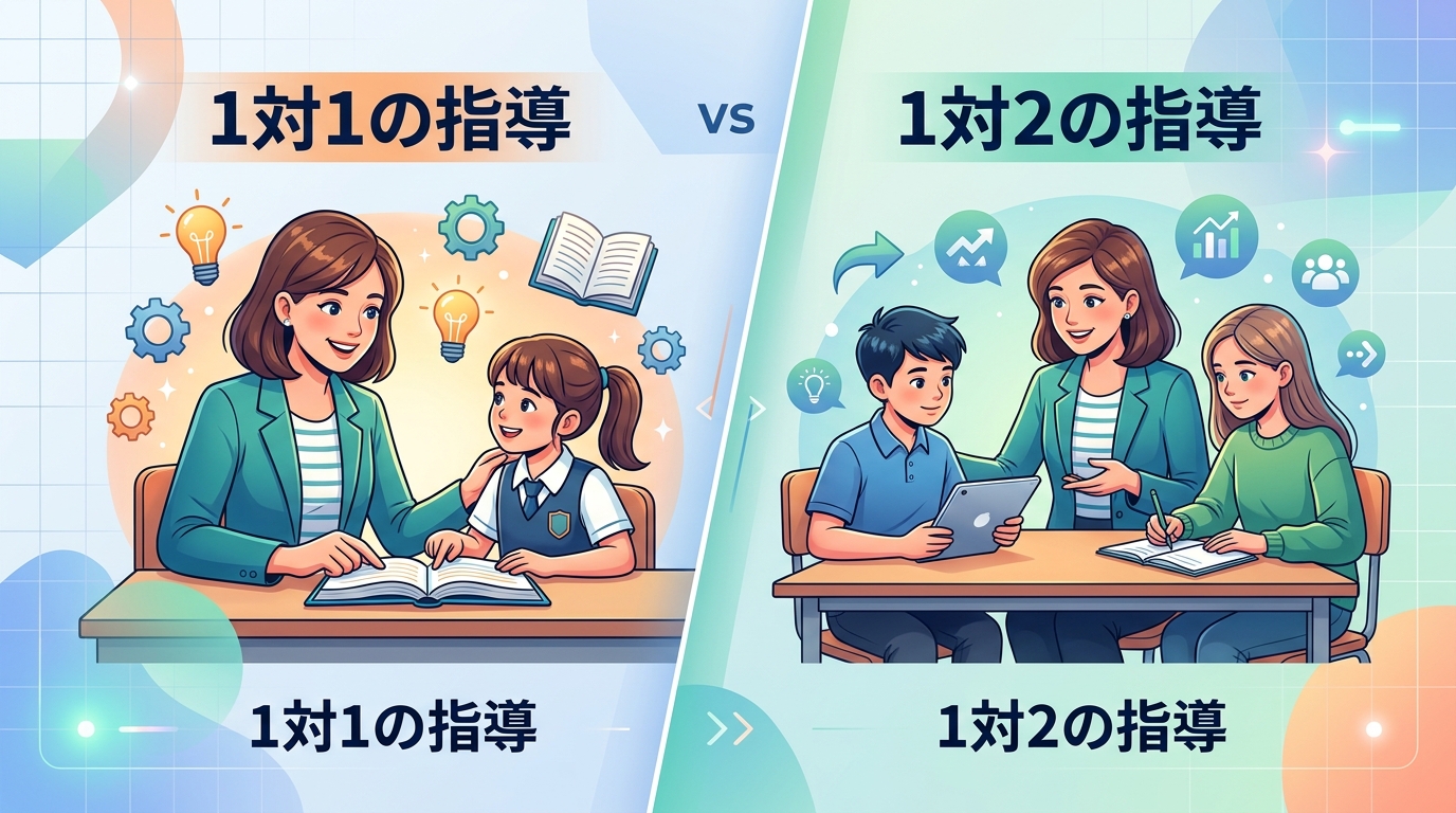 1対1と1対2の指導形態の違いを示した図