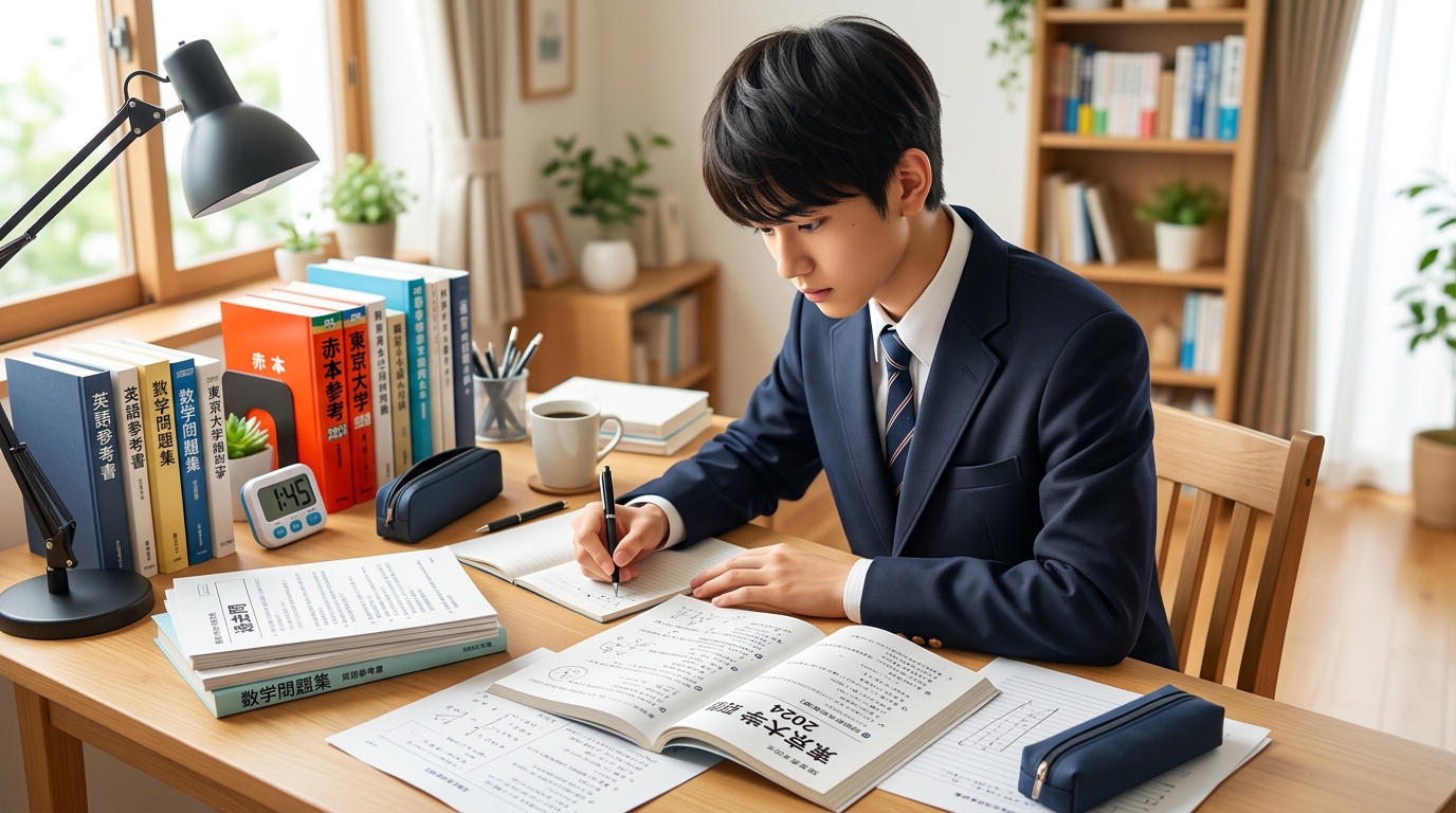 志望校合格に向けて過去問に取り組む受験生