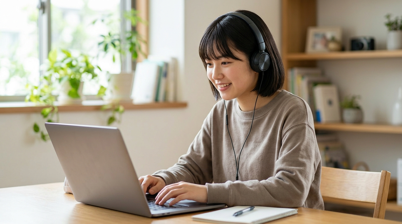 自宅でオンライン授業を受ける生徒のイメージ